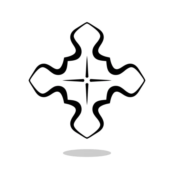 Elemento de silueta cruzada adornado con sombra de gota aislada en blanco — Archivo Imágenes Vectoriales