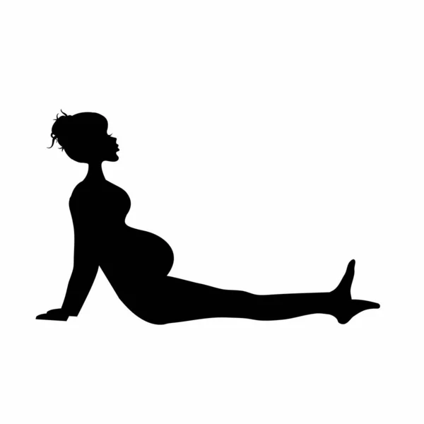 Aspettandosi madre silhouette praticare yoga stretching fitness isolato su bianco — Vettoriale Stock