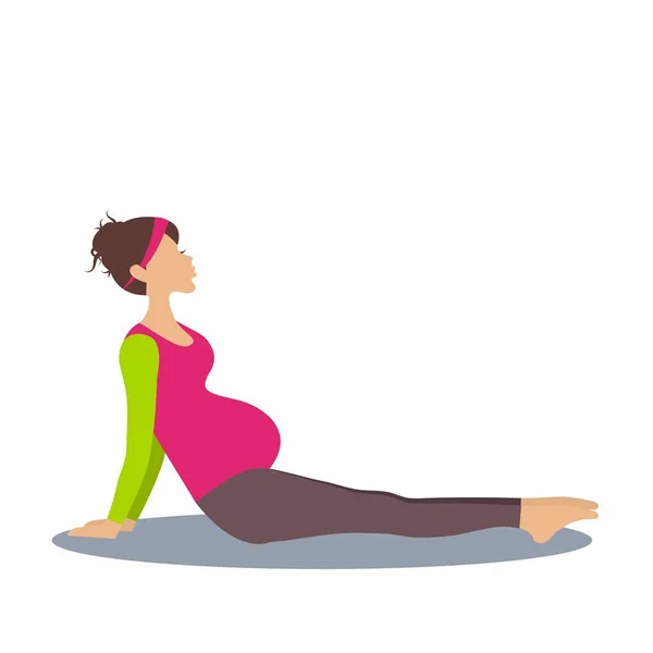 Schwangere Frau übt Yoga Stretching Fitness für Infografik isoliert auf weiß — Stockvektor