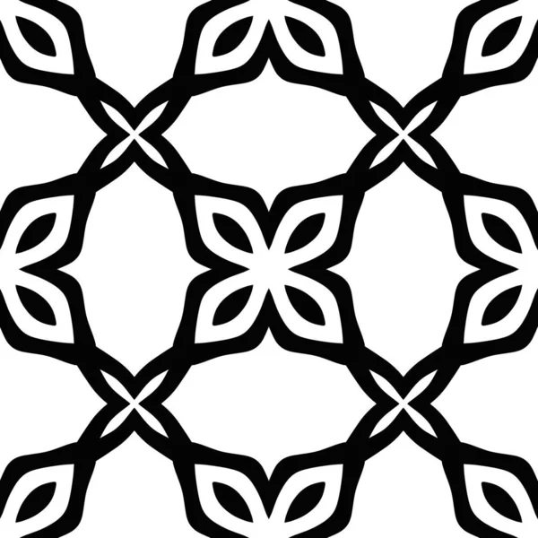 抽象的な花のシームレスな花のモノクロパターン。白と黒のグラフィックモダンな背景 — ストックベクタ