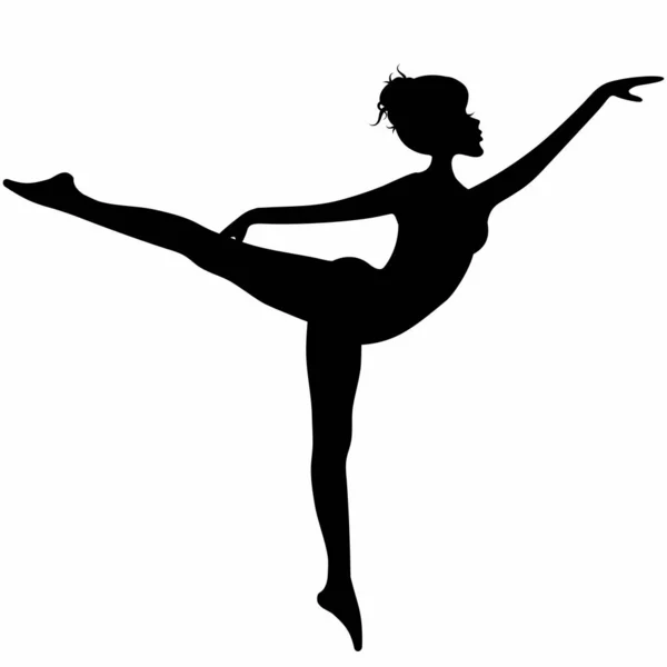 Silhueta de mulher jovem em figura de dança isolada em branco. Postura do balé — Vetor de Stock