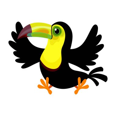 Karikatür keel gagalı toucan (Ramphastos sulfuratus) beyaz arka plan üzerinde izole