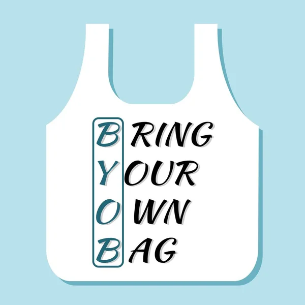Concept BYOB Apportez votre propre icône de sac. Arrêter la pollution plastique — Image vectorielle