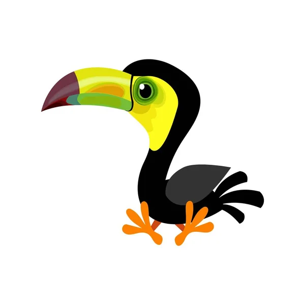 Cartoon keel-billed toucan (Ramphastos sulfuratus) juga dikenal sebagai sulfur-breasted toucan - Stok Vektor