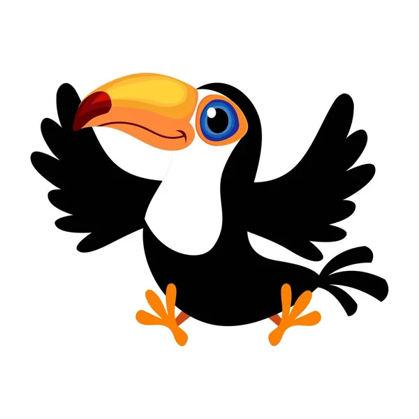 Cartoon toco toucan (Ramphastos toco) aislado sobre fondo blanco — Vector de stock