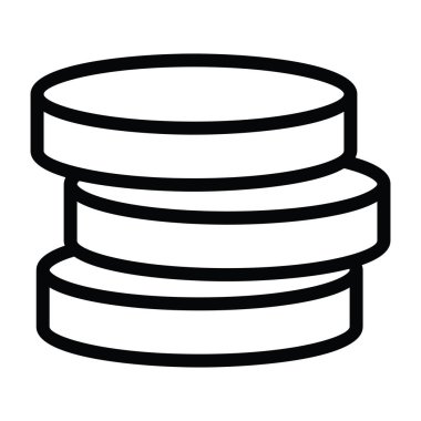 anahat stili vektör çizim ile para sikke yığını simgesi