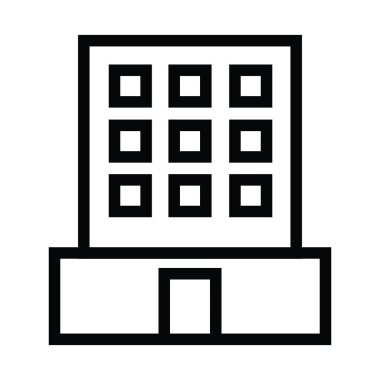 Ofis Binası anahat stili vektör çizim simgesi