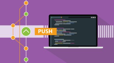 Git push command programming technology code repository online cloud vector illustration clipart svg vector 