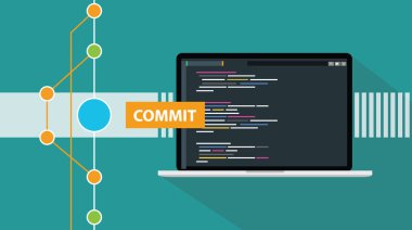 Git commit command programming technology code repository online cloud vector illustration clipart svg vector 