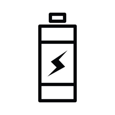 Pil simgesi tek anahat çizgi stili elektrik vektör çizim ile