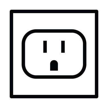Elektrikli duvar vektör simge tasarlamak anahat stili ile soket
