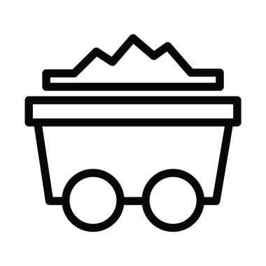 Anahat stili vektör çizim ile madencilik kömür arabası tren