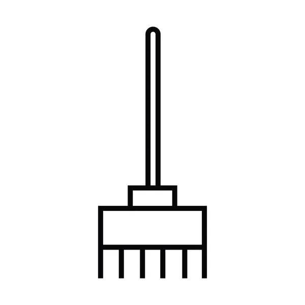 Значок Очистки Стенда Метлы Наброском Векторной Иллюстрацией Стиля Линии — стоковый вектор