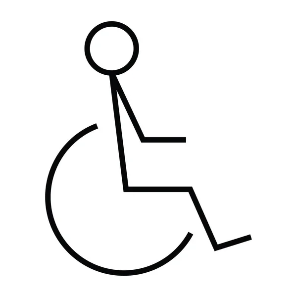 Invalidní Vozík Zakázána Lidé Ikonu Osnovy Čáry Styl Vektorové Ilustrace — Stockový vektor
