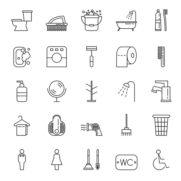 Conjunto Simple Iconos Línea Vectorial Relacionados Con Higiene Con Ilustración — Vector de stock