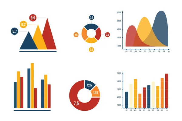 Graphik Und Kuchendiagramm Business Marketing Mit Harmonie Farbsammlung Vektorillustration — Stockvektor