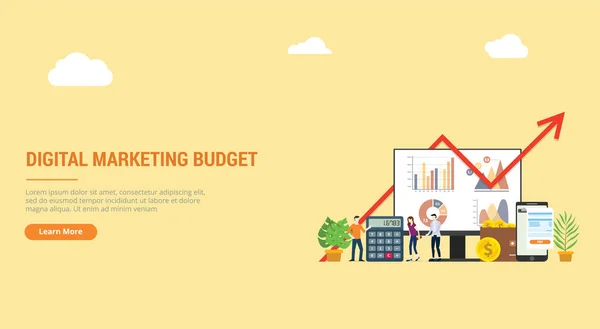 Website Design Landing Page Digital Marketing Budget Financial Campaign Advertising — Image vectorielle