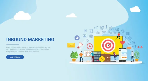 Site Web Design Landing Page Inbound Marketing Concept Strategy Team — Image vectorielle
