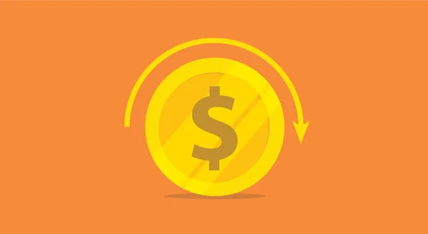 roi return on investment concept with gold money icon and return circle arrow rolling - vector illustration