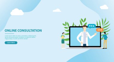 Online Doktor Danışma Web Sitesi Şablon afiş tasarımı - vektör çizim
