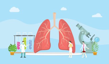 Akciğerler sağlıklı tedavi kavramı mangement takım doktoru ile tartışmak - vektör çizim