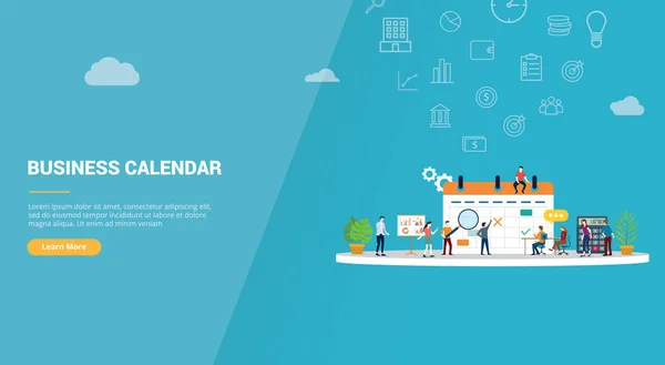 Concepto de calendario empresarial para banner de plantilla de sitio web o página de inicio de aterrizaje - vector — Archivo Imágenes Vectoriales