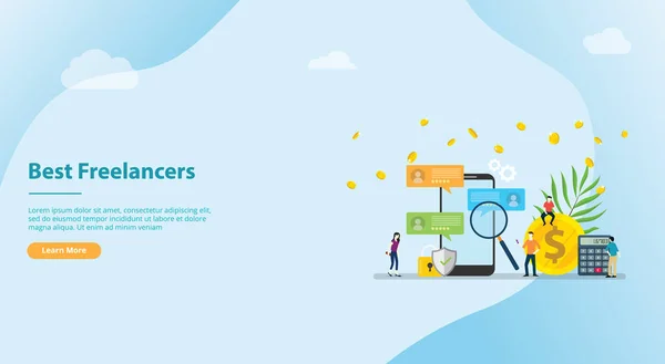 Search and find the best freelancer work remote for website template banner or landing homepage - vector — Stock Vector