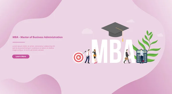 Mba 工商管理硕士商业概念教育学位与现代平面风格为网站模板或登陆主页 - 矢量 — 图库矢量图片