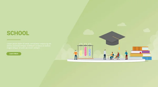 Concepto de educación escolar o universitaria para el sitio web plantilla o banner landing homepage - vector — Vector de stock