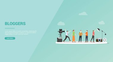 web sitesi şablonu veya afiş açılış ana sayfası için blogger iş mesleği veya video günlük vlogger - vektör