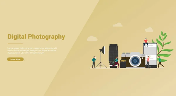 Fotografía digital foto concepto de medios de comunicación para la plantilla del sitio web o banner landing homepage - vector — Archivo Imágenes Vectoriales