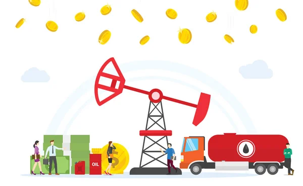 Zysk Działalności Ropy Naftowej Gazu Wiertarki Pieniądze Złote Monety Nowoczesnym — Wektor stockowy