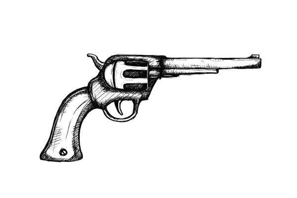 Pistolas Pistola Mano Para Salvaje Oeste Icono Boceto Ilustración Dibujada — Vector de stock