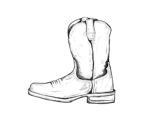 Botas Vaquero Para Icono Del Oeste Salvaje Dibujo Ilustración Dibujada — Archivo Imágenes Vectoriales