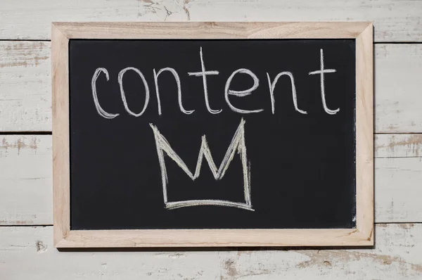 Inhoud Een Koning Concept Content Marketing Schoolbord Met Handgeschreven Tekst — Stockfoto