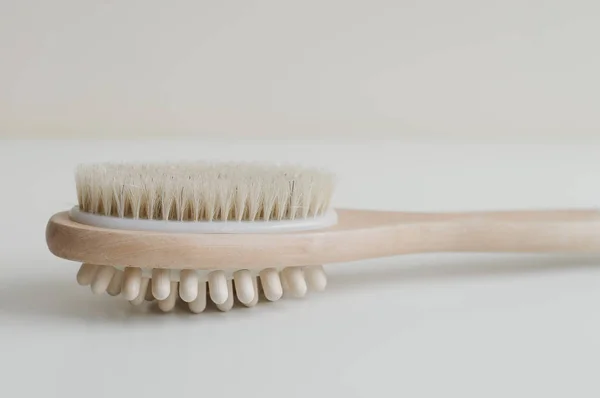 Cellulite Brush Body Massage Wooden Bath Brush Body Peeling — Stock Photo, Image