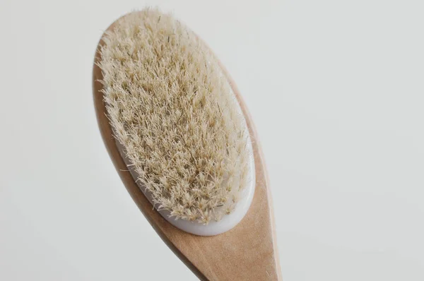 Cepillo Madera Con Cerdas Naturales Para Masaje Corporal Herramienta Tratamiento —  Fotos de Stock