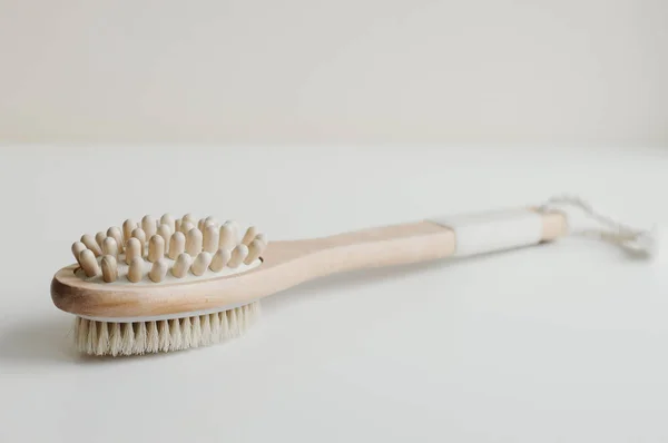 Wooden Brush Dry Body Massage Cellulite Treatment — Stock Photo, Image