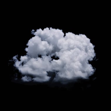 Tek bir pofuduk beyaz bulut, katıksız siyah bir zemin üzerine kurulmuş, dokusu ve biçimi vurgulanıyor..