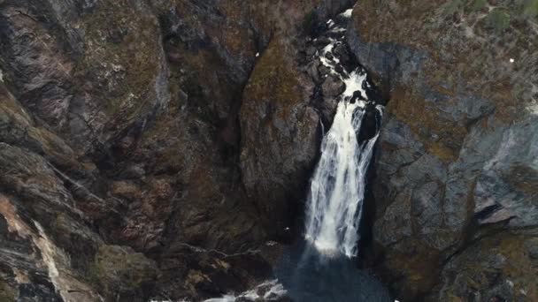 Widok Lotu Ptaka Wodospad Voringfossen Eidfjord Norwegii Podróż Miała Miejsce — Wideo stockowe