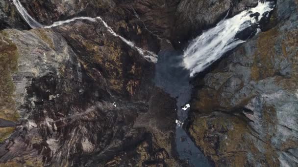 Légifelvétel Voringfossen Vízeséshez Eidfjordban Norvégiában Kirándulásra Májusban Került Sor Még — Stock videók