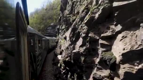 Τρένο Πάει Στο Ορεινό Φαράγγι Νορβηγία — Αρχείο Βίντεο