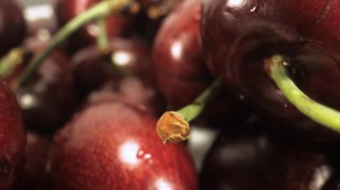 Çok yakın - kirazlar, kamera olgun böğürtlenler arasında hareket eder