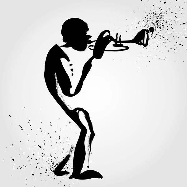Jazz müzik konsepti için trompetçinin eğlenceli çizimi