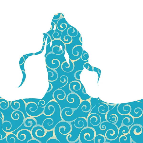 Naiad agua ninfa patrón silueta antigua mitología fantasía — Archivo Imágenes Vectoriales