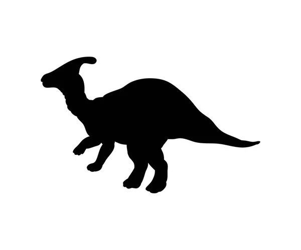 Silhouette Parasaurolophus dinosaur jurassic prehistoric animal — Stock Vector