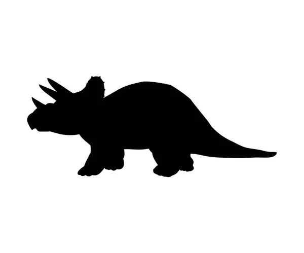 トリケラトプス恐竜ジュラシック先史時代の動物をシルエットします。 — ストックベクタ