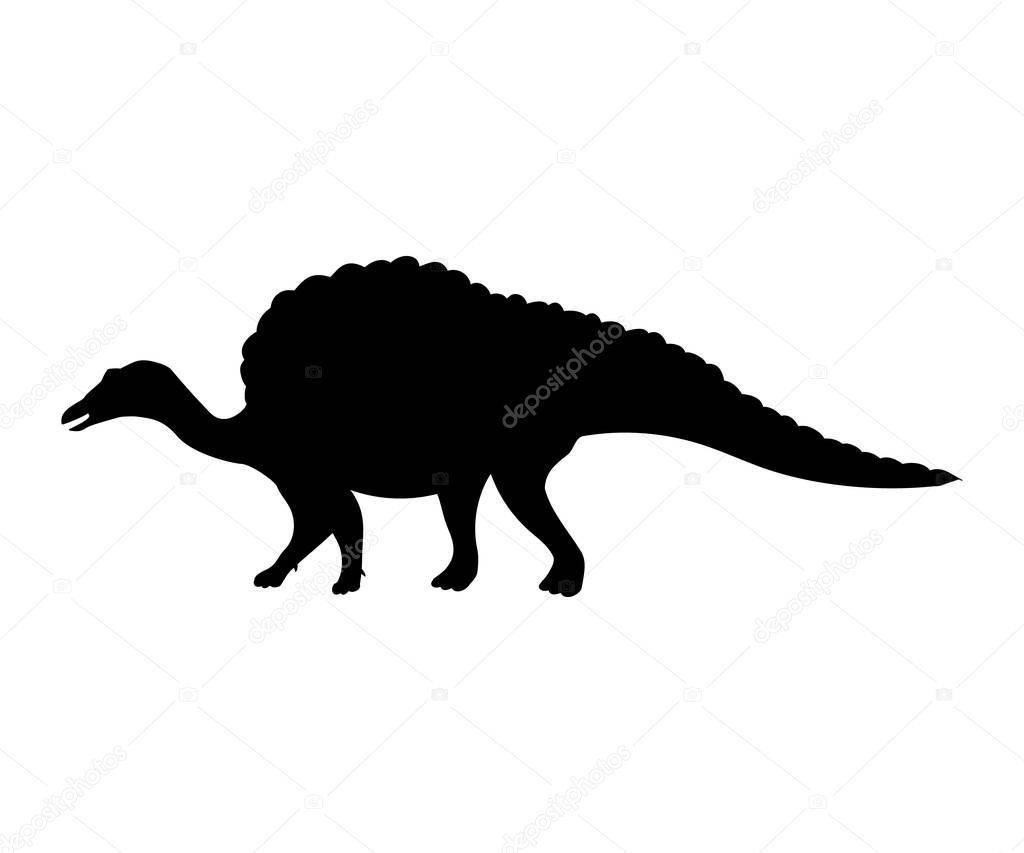 Ouranosaurus silhouette dinosaur jurassic prehistoric animal. Vector illustration