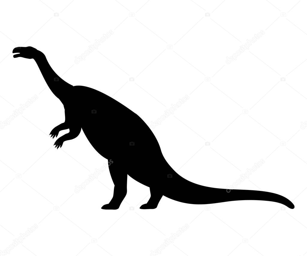 Plateosaurus silhouette dinosaur prehistoric animal. Vector illustration