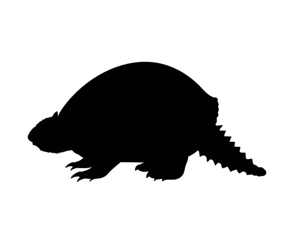 Glyptodon prehistorische armadillo silhouet uitgestorven zoogdier dier — Stockvector